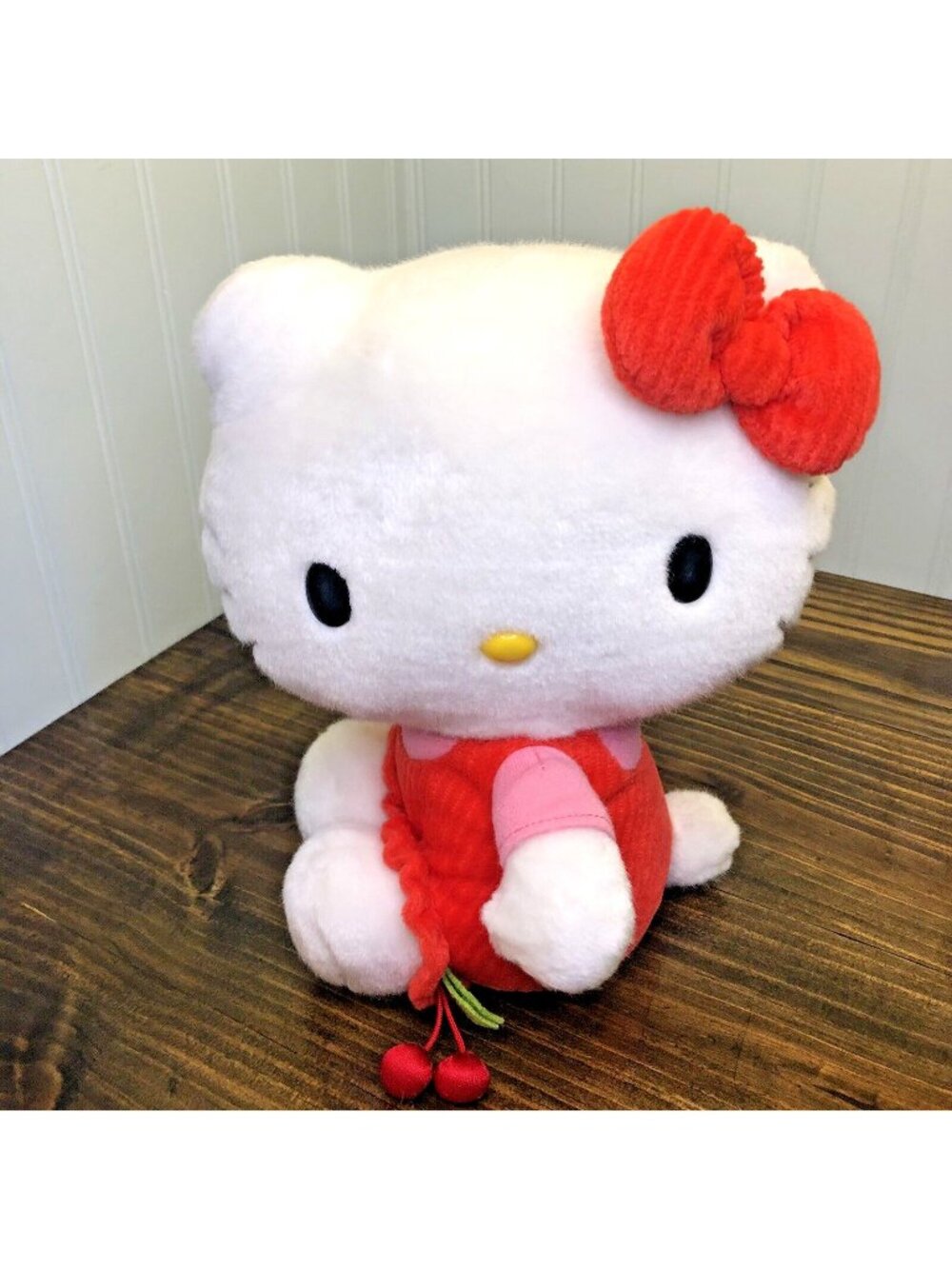 Hello Kitty Plush Sanrio Jakks Pacific 10" Red Rompers with Cherries & Red Bow